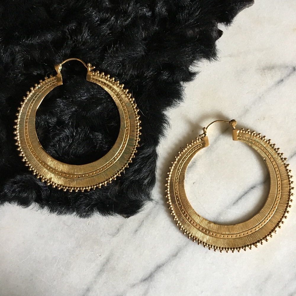 Tawapa Gold Plated Afghan Hoop Earrings